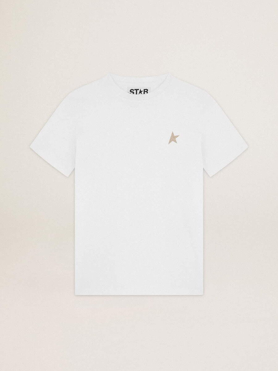 koszulka z kolekcji white star z gwiazdą w złotym brokacie z przodu