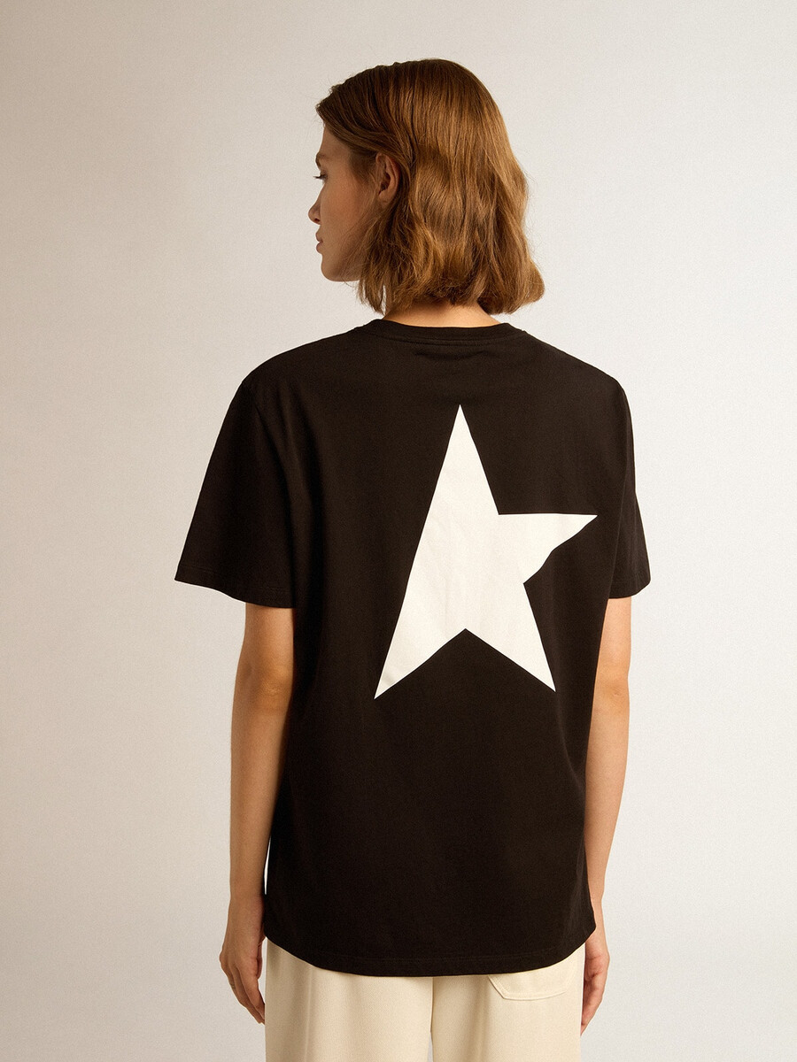 koszulka z kolekcji black star z kontrastowym białym logo i gwiazdą