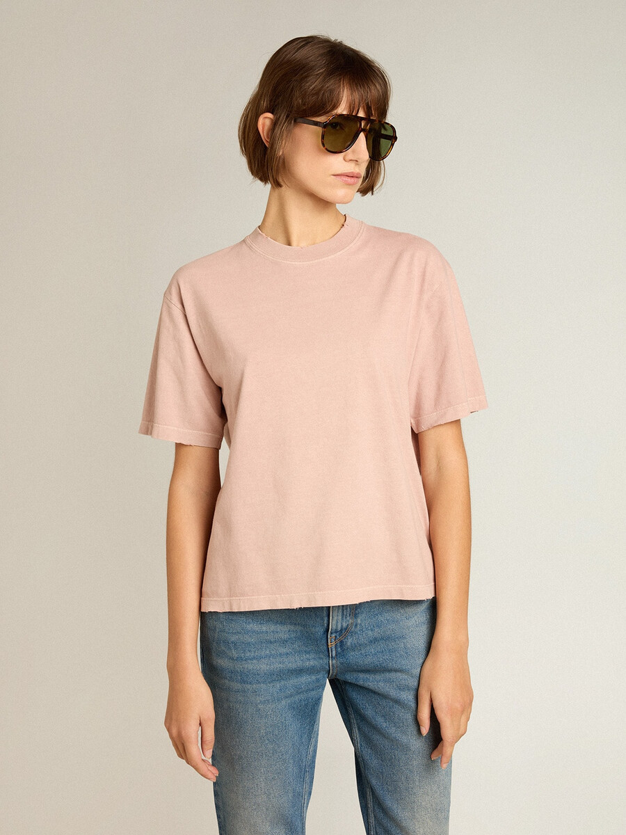 koszulka w kolorze pudrowego różu z odwróconym logo na plecach - jersey capsule