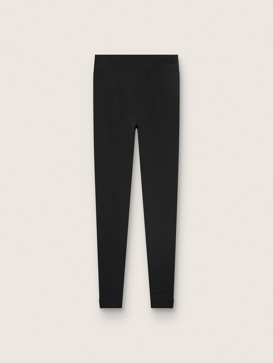 damskie czarne legginsy sportowe z wysokim stanem