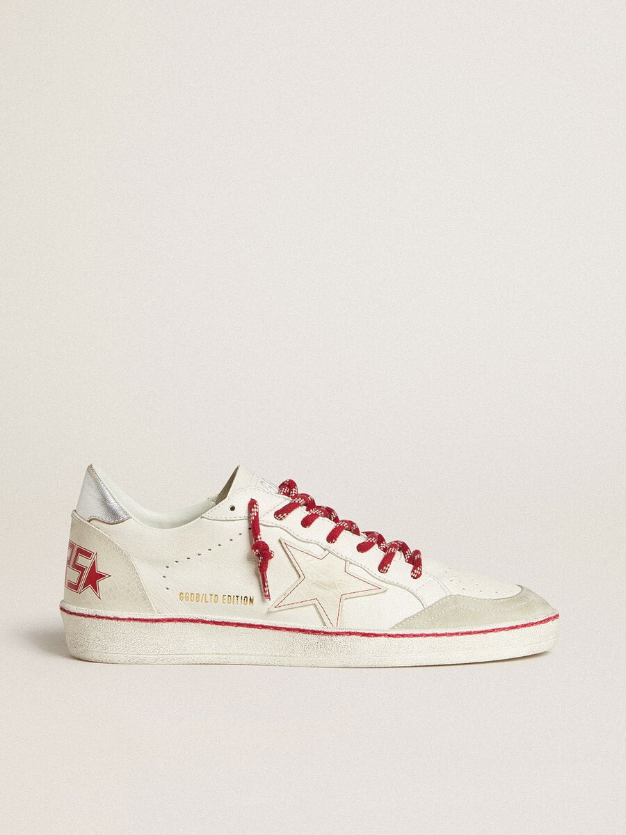 męskie buty ball star ltd cny ze skóry w kolorze białym z efektem zużycia