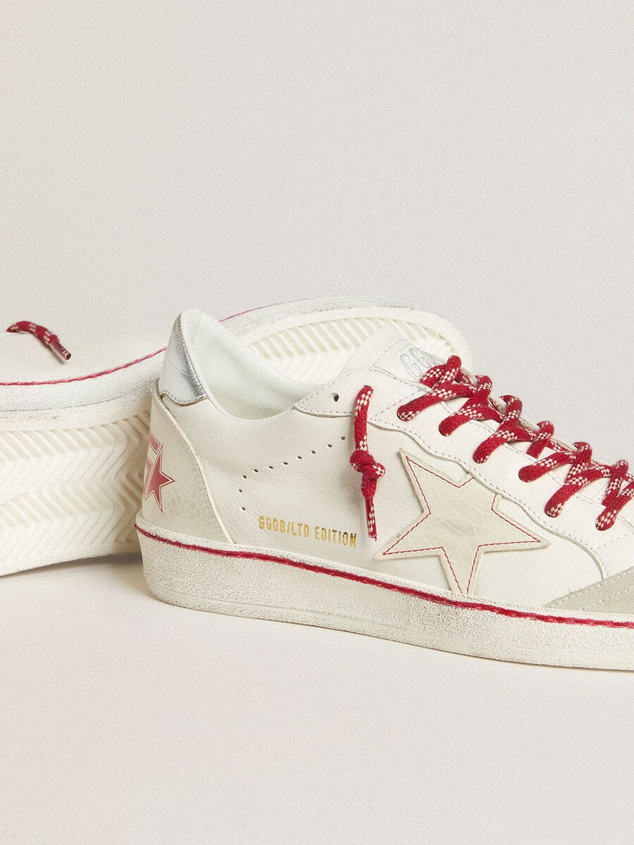 męskie buty ball star ltd cny ze skóry w kolorze białym z efektem zużycia