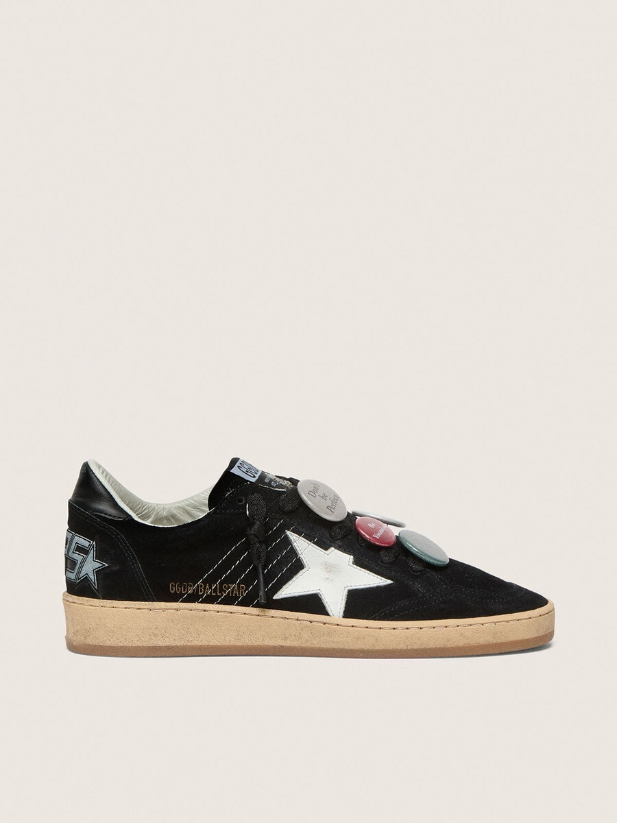 męskie buty ball star ltd ze zamszu w kolorze czarnym z motywem skórek