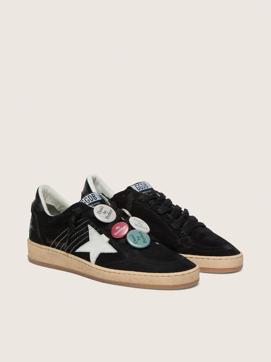 męskie buty ball star ltd ze zamszu w kolorze czarnym z motywem skórek