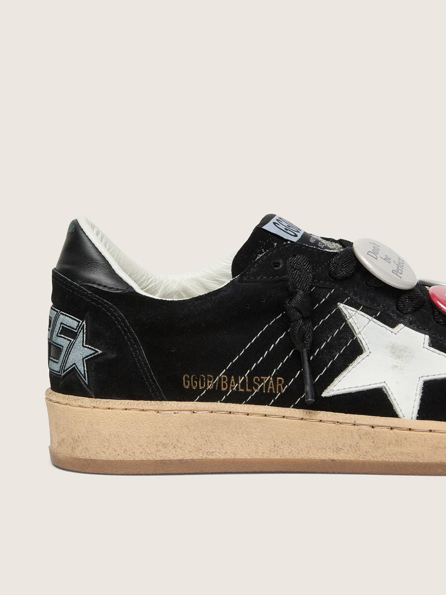 męskie buty ball star ltd ze zamszu w kolorze czarnym z motywem skórek