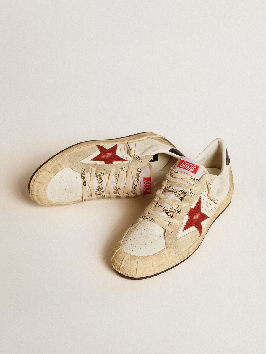 męskie buty ball star ltd ze skóry nappa z czerwoną gwiazdą ze skóry i skórzanym paskiem na pięcie