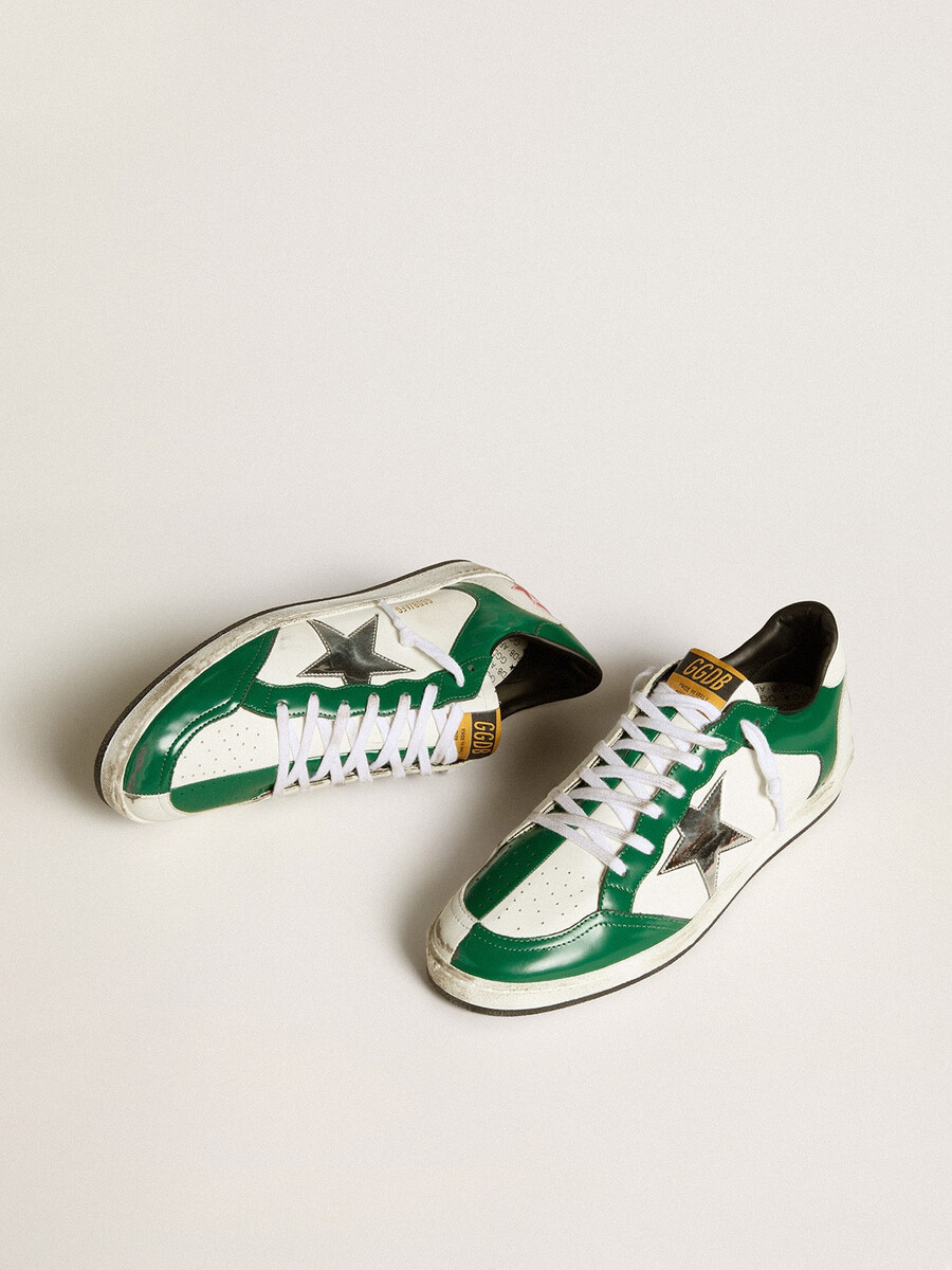 męskie buty ball star lab ze skóry w kolorze zielono-białym ze srebrną gwiazdą