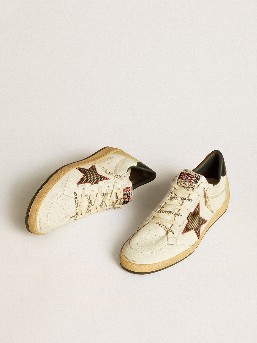 męskie buty ball star ltd z gwiazdą z siateczki i ciemnoniebieską skórzaną zatyczką na pięcie
