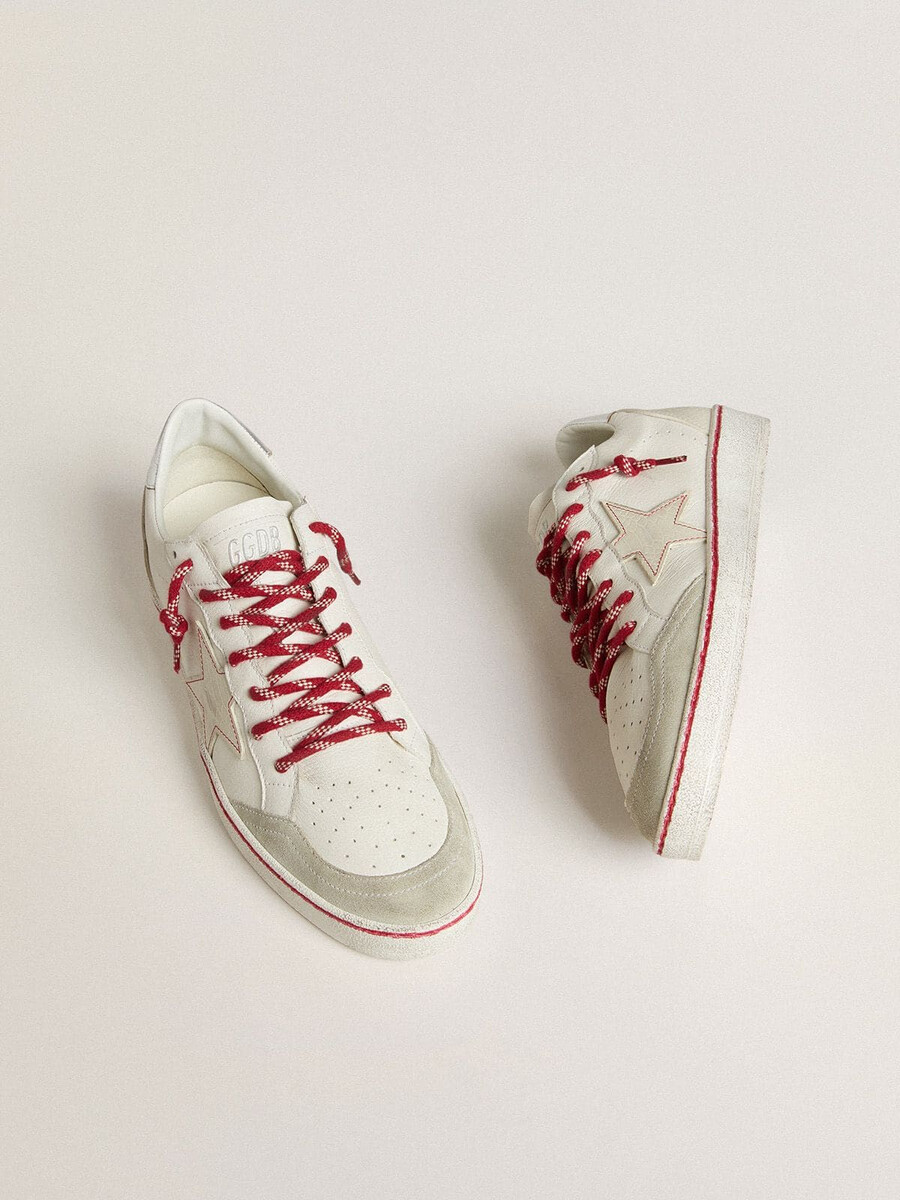 damskie buty ball star ltd lny ze skóry w kolorze białym z efektem znoszenia