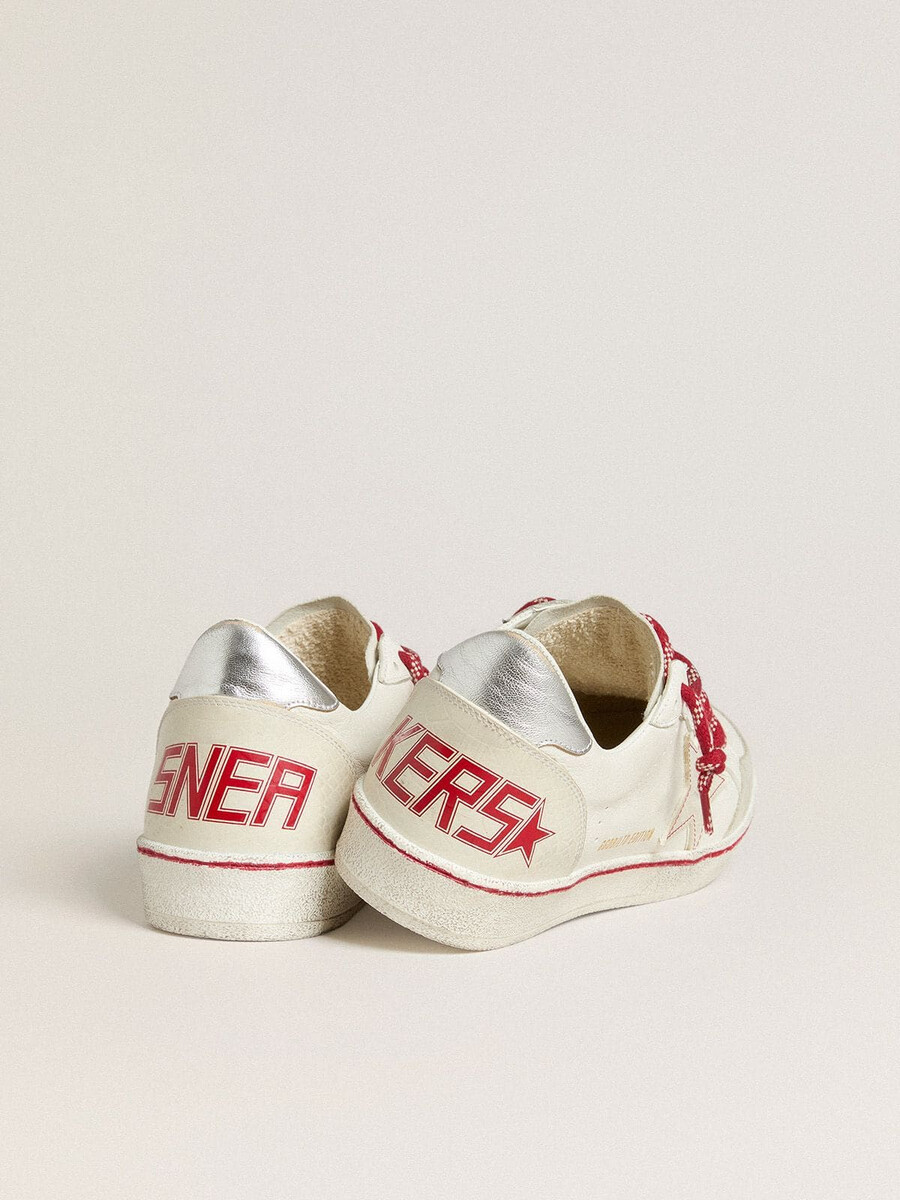 damskie buty ball star ltd lny ze skóry w kolorze białym z efektem znoszenia
