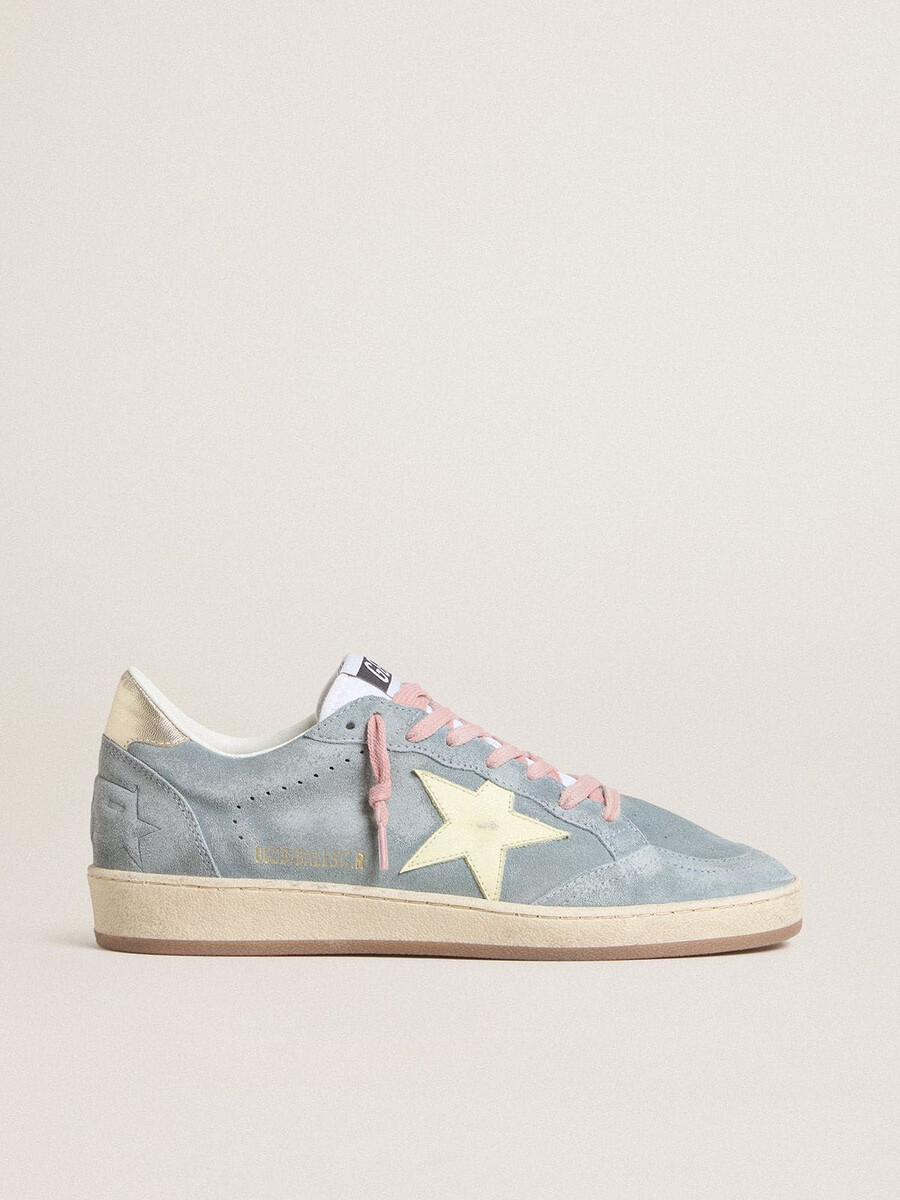 damskie buty ball star ze zamszu w kolorze pudrowego błękitu z kremową gwiazdą ze skóry