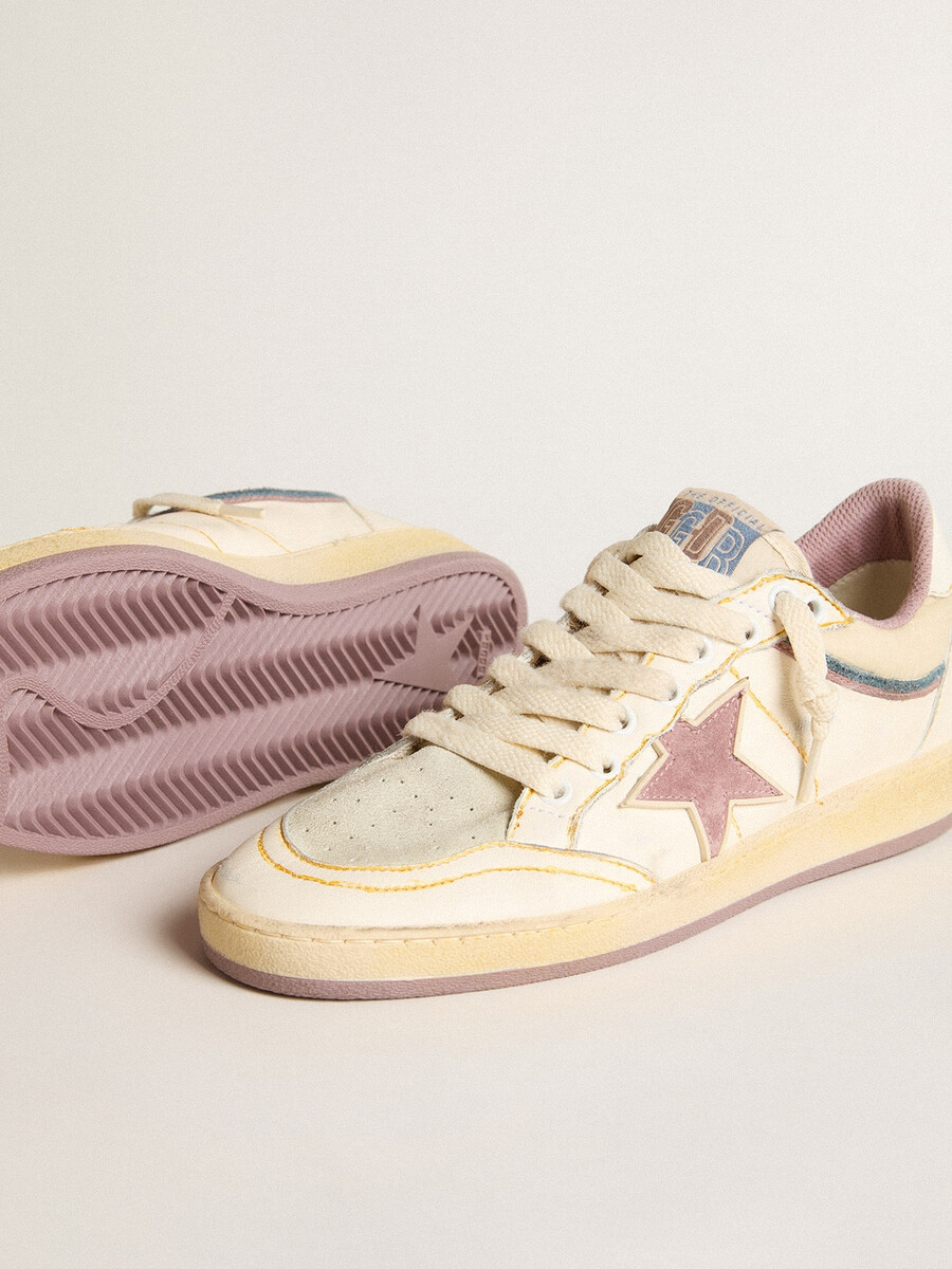 damskie buty ball star ze skóry nappa z gwiazdą z tpu w kolorze malwy i skórzanym paskiem na pięcie
