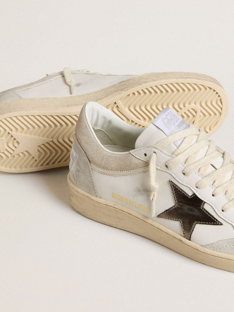 damskie buty ball star z metaliczną skórzaną gwiazdą i błyszczącą skórzaną zapinką na pięcie