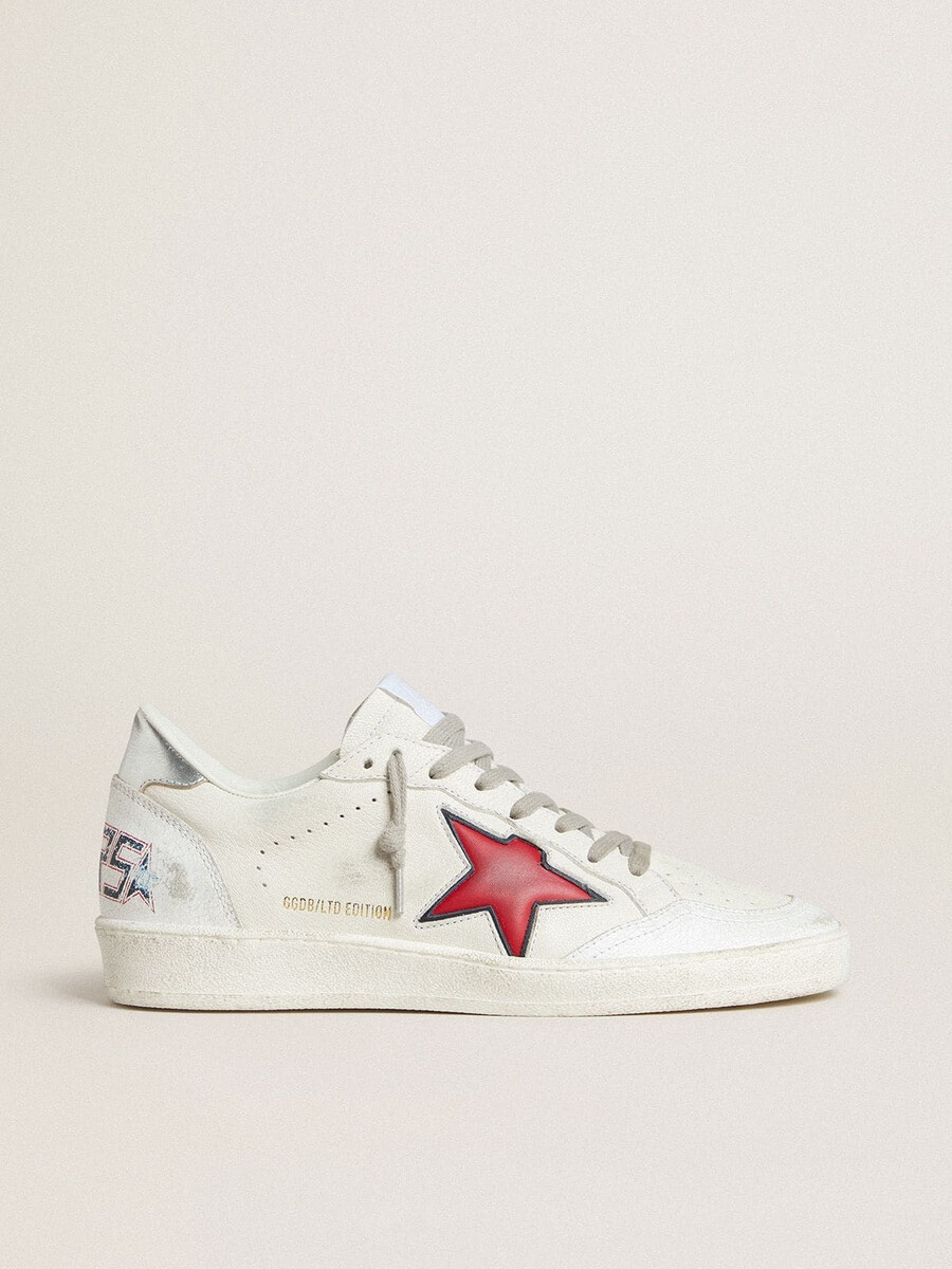 damskie buty ball star ltd z czerwoną gwiazdą i srebrnym paskiem na pięcie