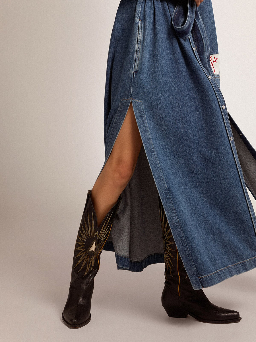 buty wish star ze skóry w kolorze czarnym z platynową laminowaną skórzaną wkładką w kształcie gwiazdy