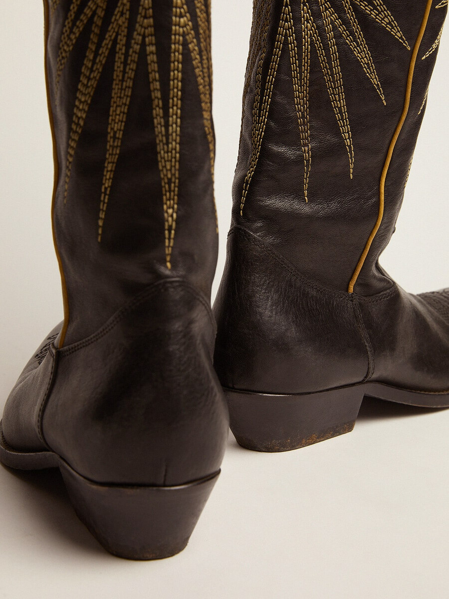 buty wish star ze skóry w kolorze czarnym z platynową laminowaną skórzaną wkładką w kształcie gwiazdy