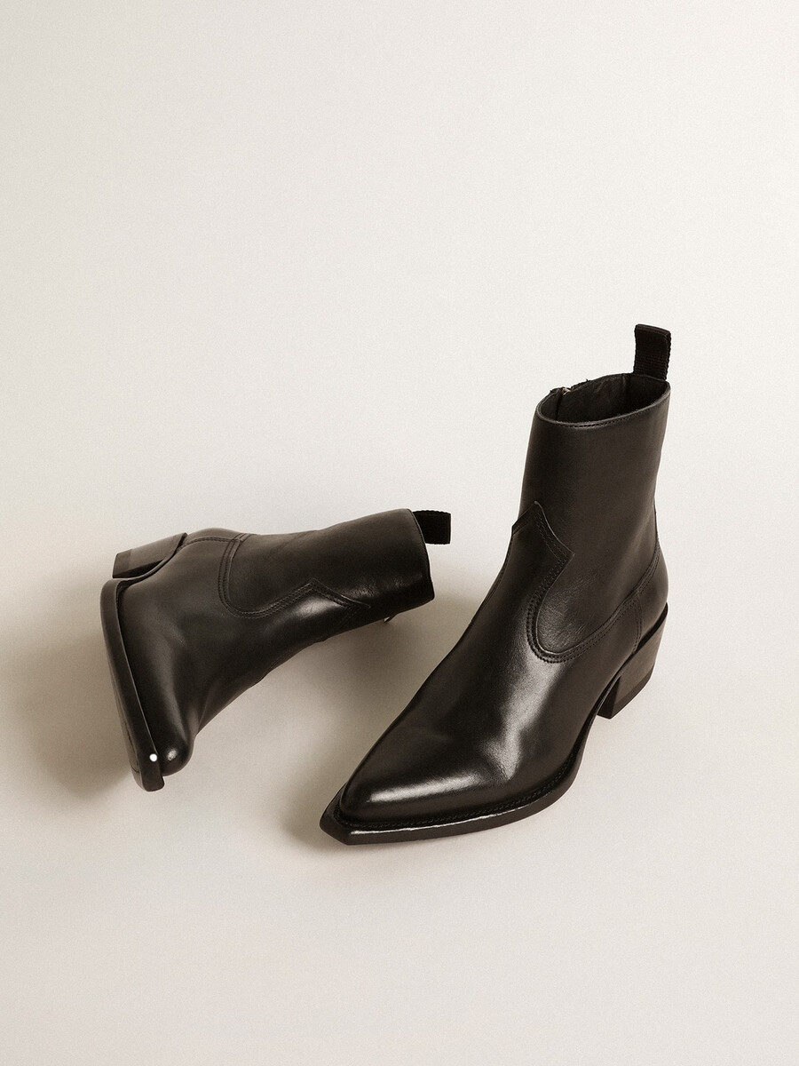 damskie buty debbie ze skóry w kolorze czarnym