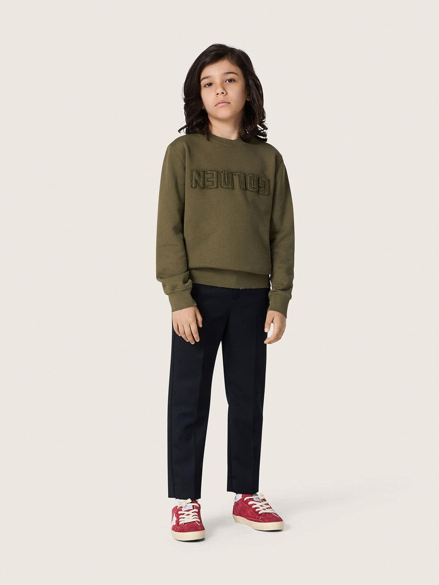 złota bluza unisex z bawełny w kolorze militarno-zielonym z odwróconym logo