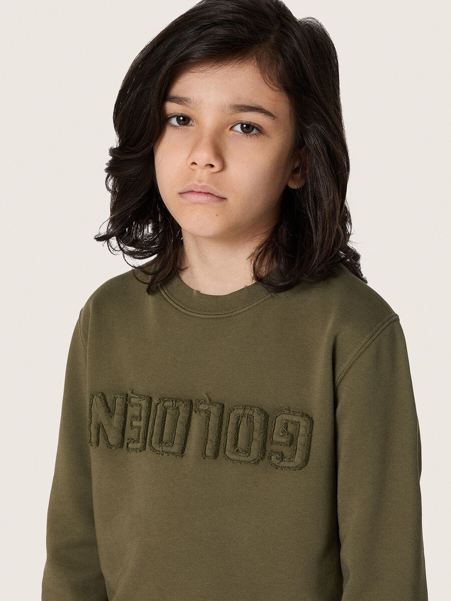 złota bluza unisex z bawełny w kolorze militarno-zielonym z odwróconym logo
