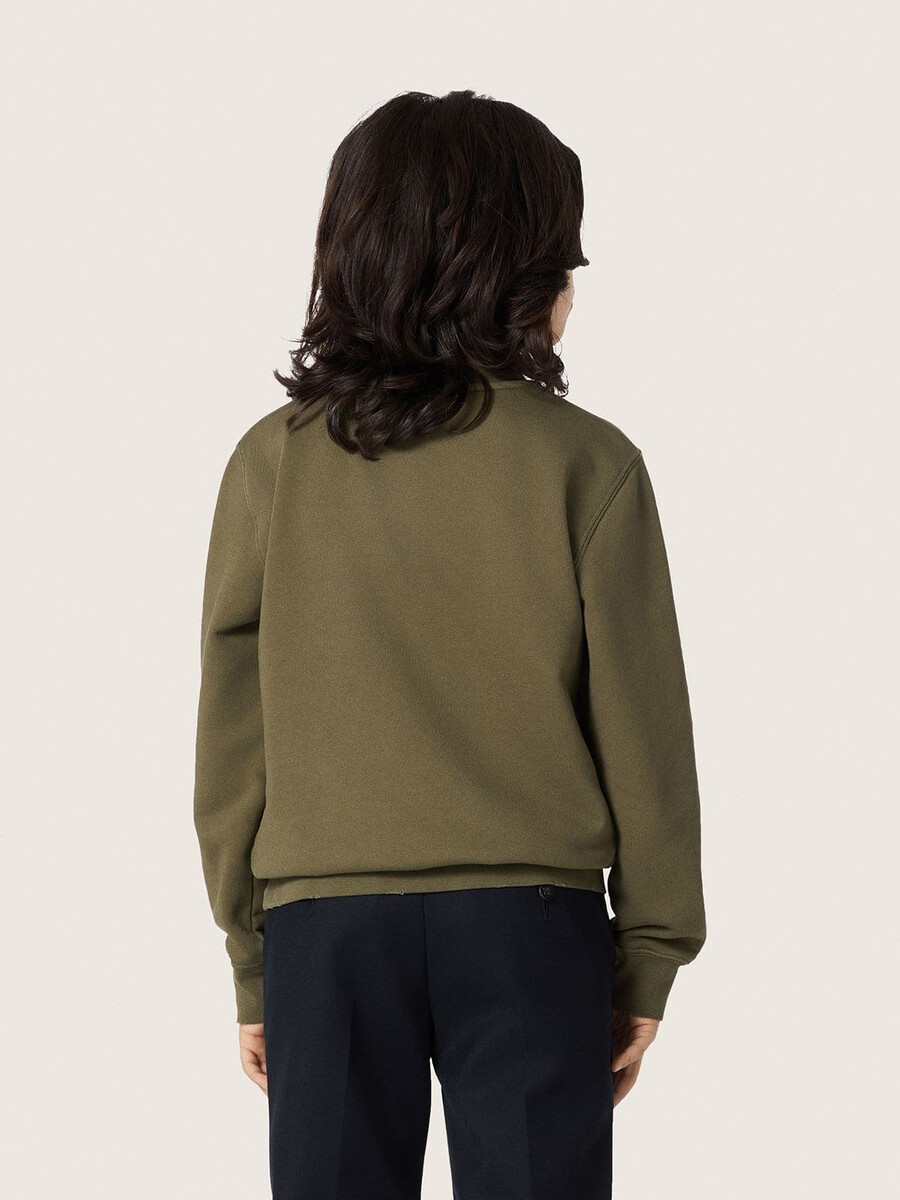 złota bluza unisex z bawełny w kolorze militarno-zielonym z odwróconym logo