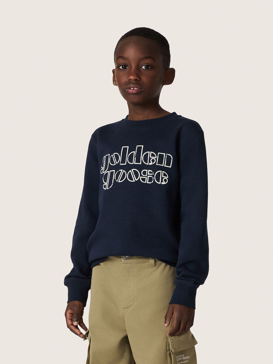bluza chłopięca journey z niebieskiej mieszanki bawełny z kontrastowym logo