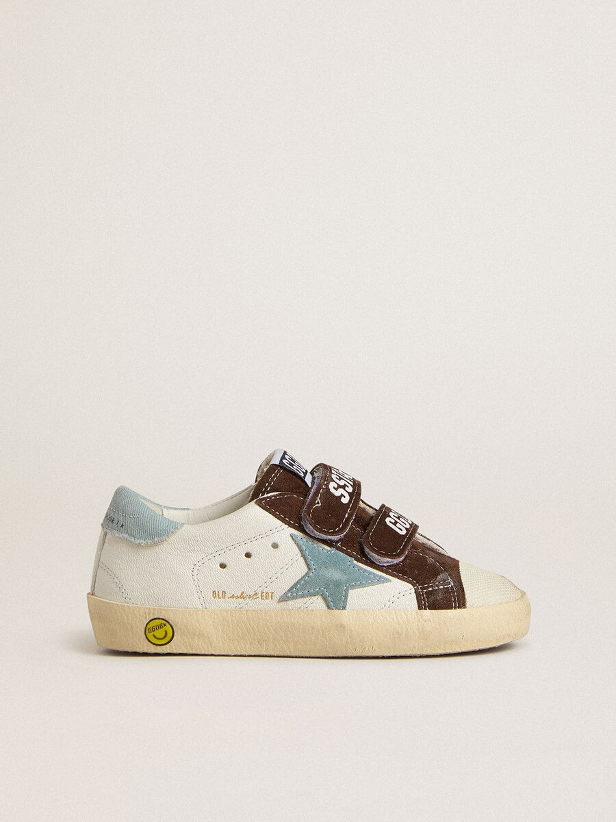 buty teen old school w kolorze nappa z niebieską gwiazdą ze zamszu i brązowymi wstawkami ze zamszu