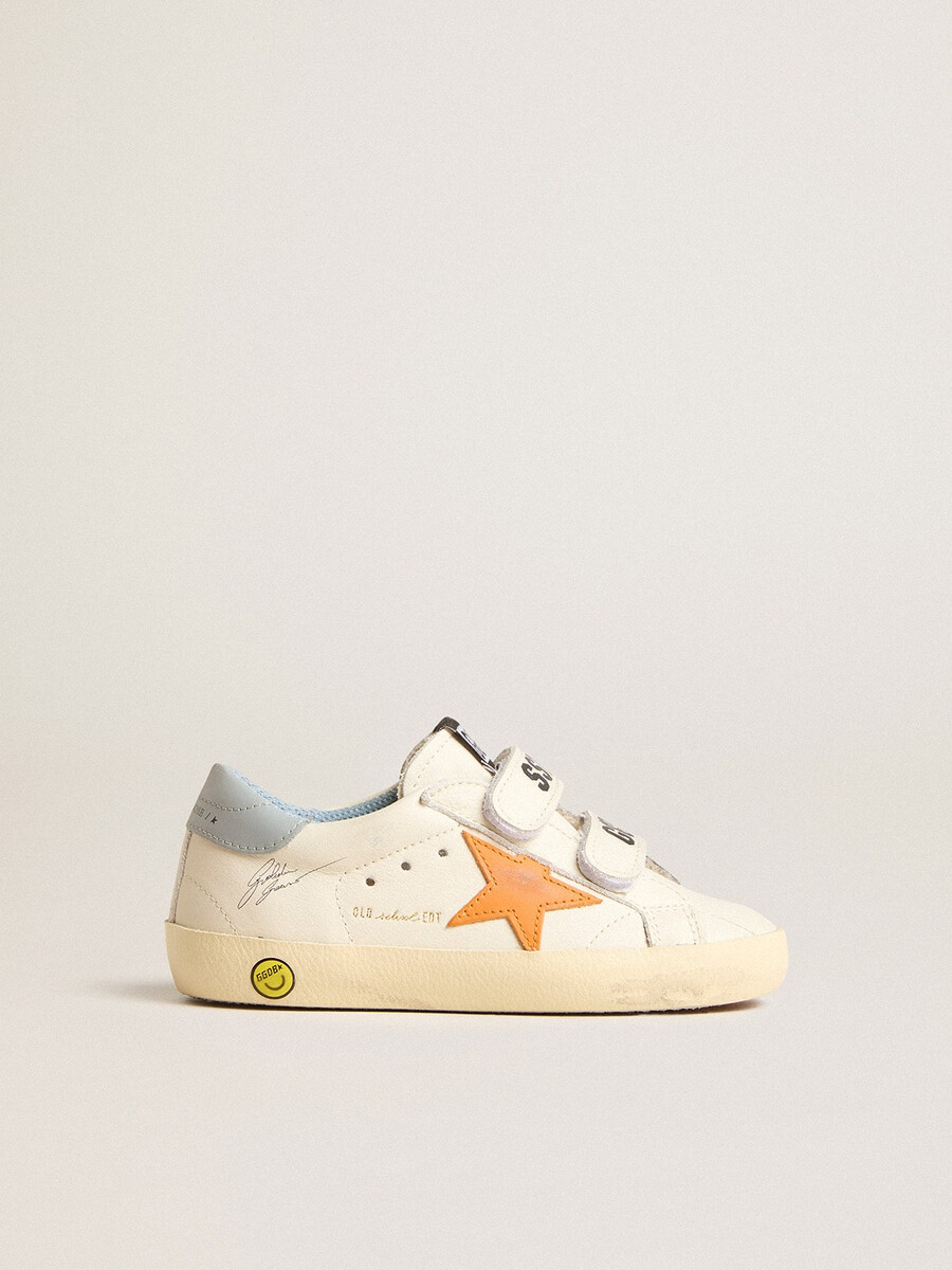buty young old school ze skóry z pomarańczową gwiazdą i jasnoniebieskim paskiem na pięcie