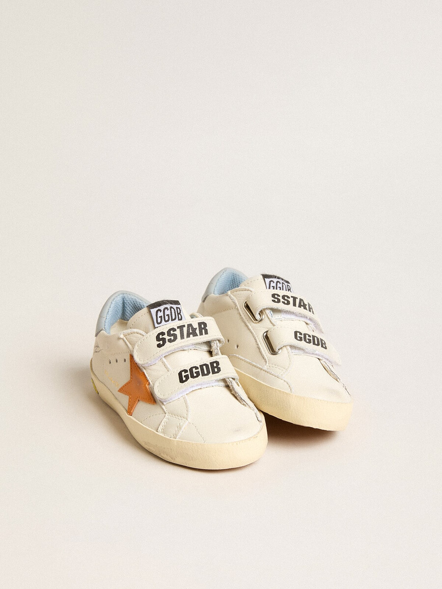 buty young old school ze skóry z pomarańczową gwiazdą i jasnoniebieskim paskiem na pięcie