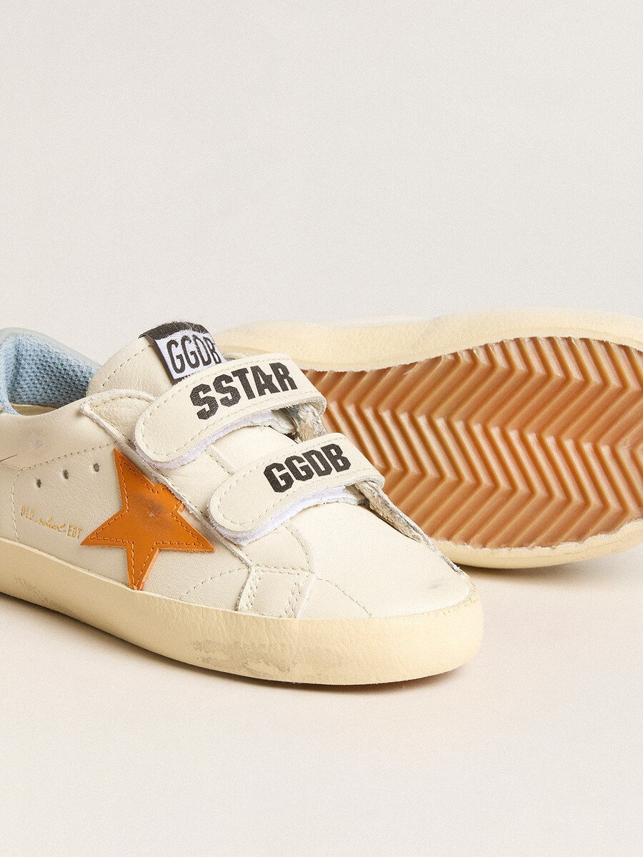 buty young old school ze skóry z pomarańczową gwiazdą i jasnoniebieskim paskiem na pięcie
