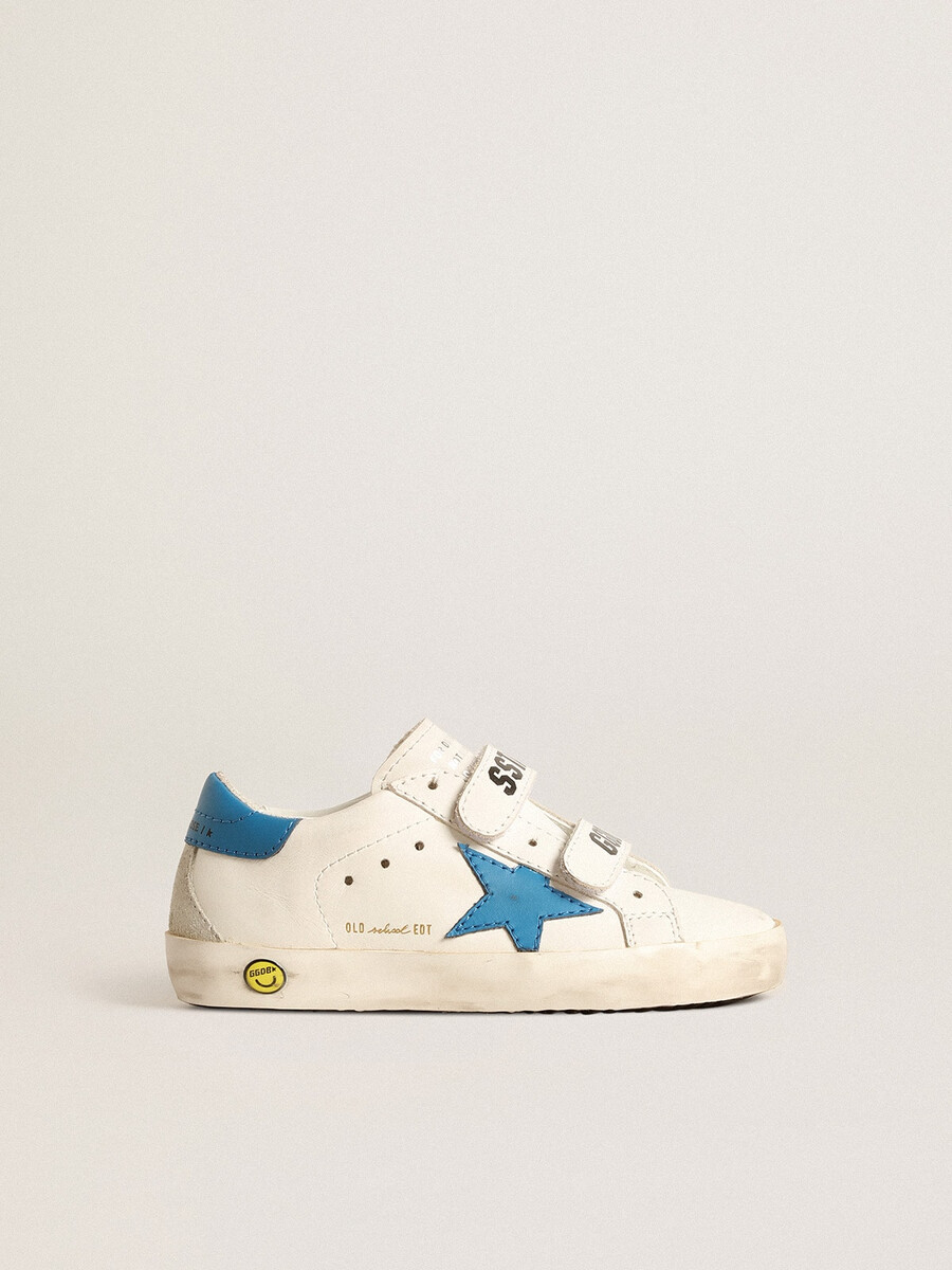 buty young old school ze skóry z jasnoniebieską gwiazdą i zapięciem na pięcie