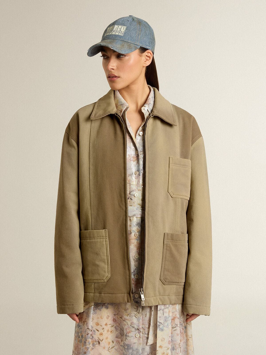 kurtka pikowana unisex w odcieniach khaki