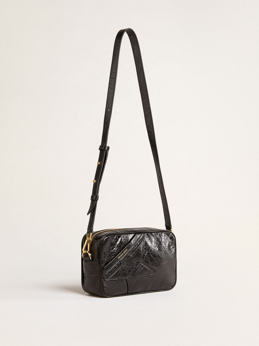 torebka star bag z błyszczącej czarnej skóry z gwiazdą w tym samym kolorze