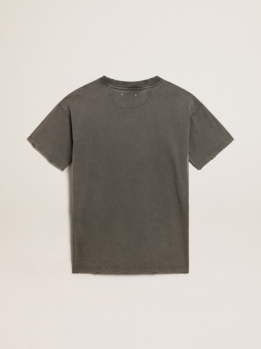 damska szara sukienka-t-shirt z efektem przetarcia