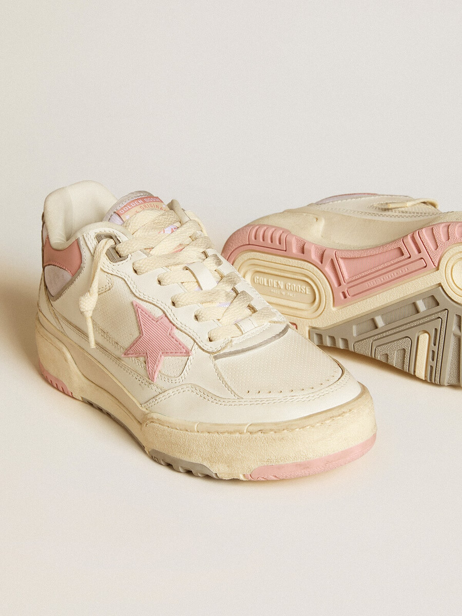męskie buty forty2 z różową gwiazdą i białą skórzaną zatyczką na pięcie
