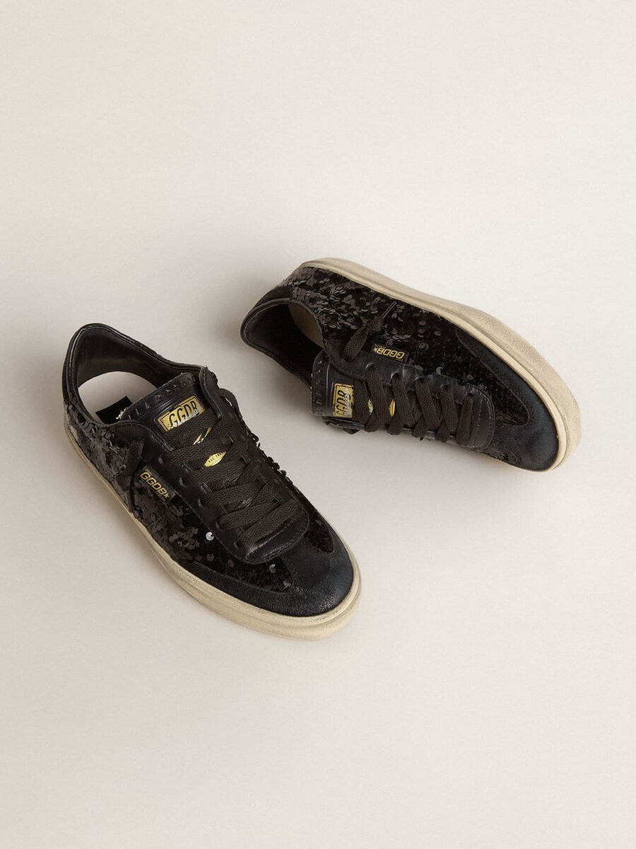 damskie buty soul star z czarnymi cekinami i zapięciem z czarnego zamszu