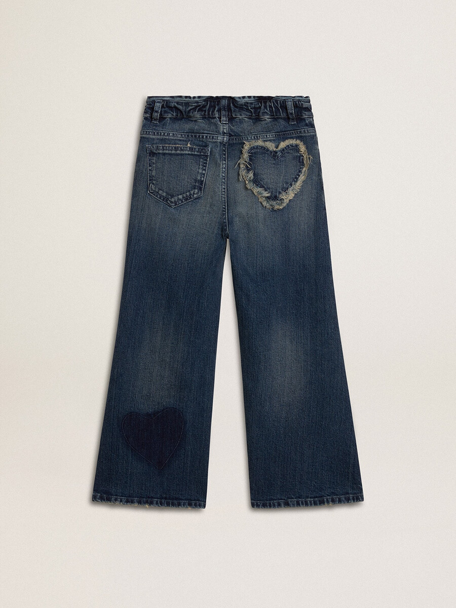 jeansy dziewczęce z szerokimi nogawkami w kolorze niebieskim denim