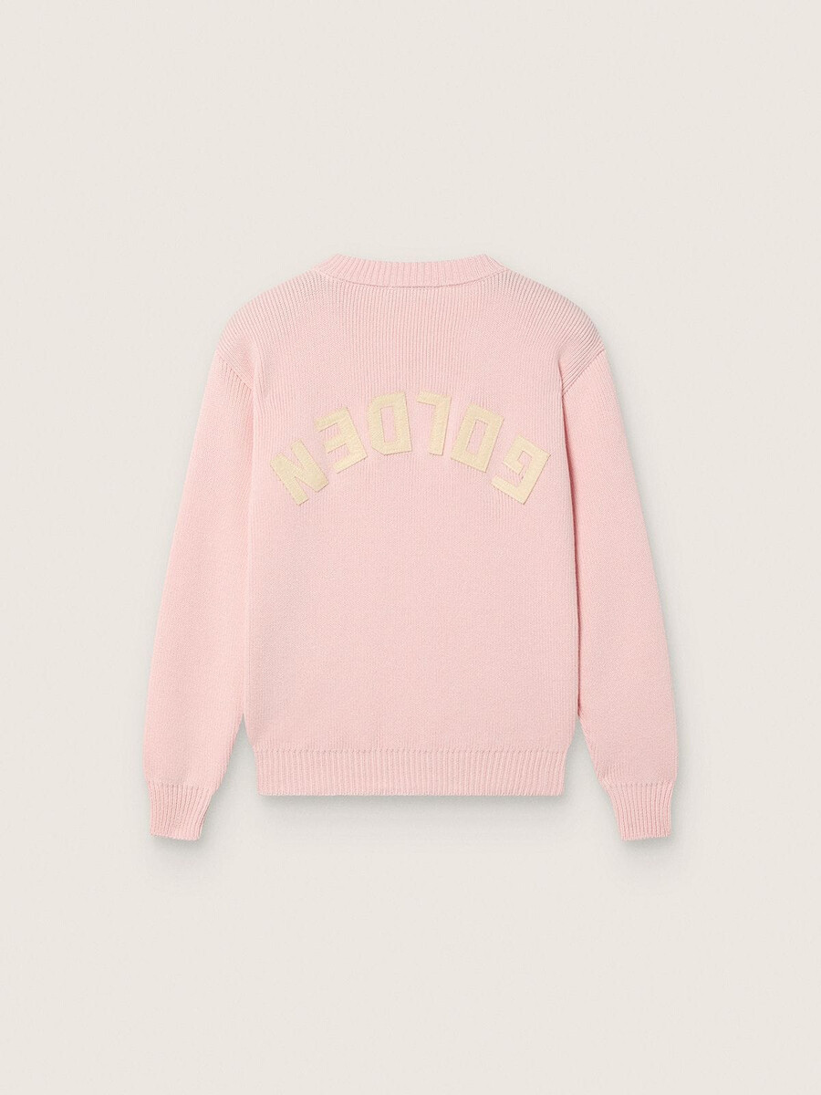 unisex różowy prążkowany sweterek dla dzieci golden ze złotym logo na plecach