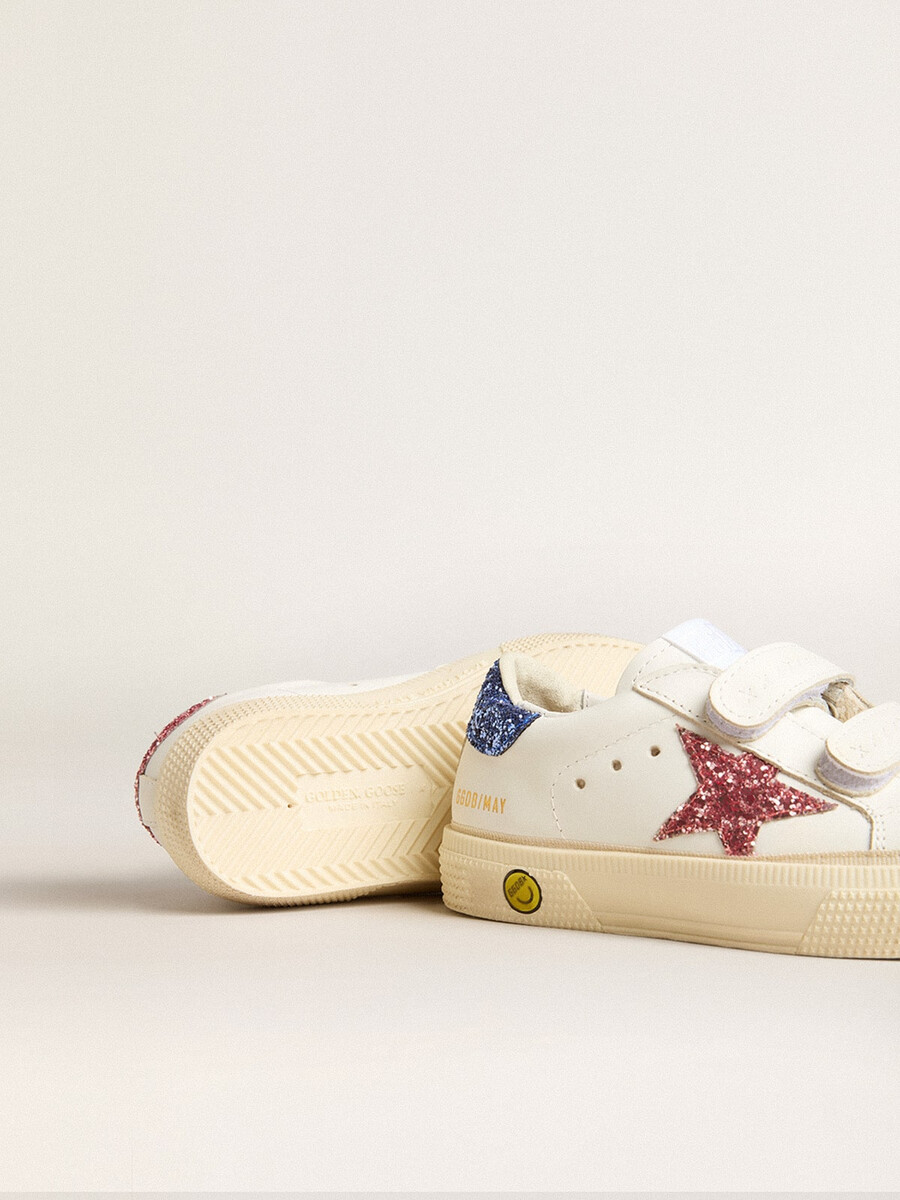 buty szkolne junior may school ze skóry z błyszczącą gwiazdką i zapięciem na pięcie