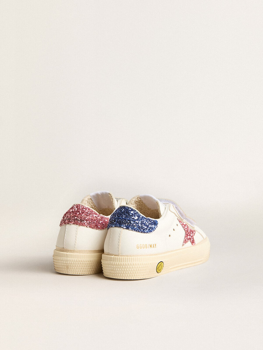 buty szkolne junior may school ze skóry z błyszczącą gwiazdką i zapięciem na pięcie