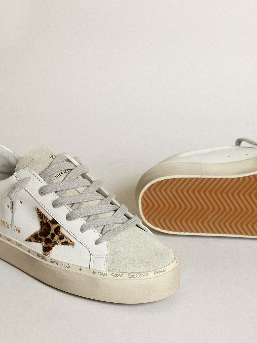 damskie buty hi star z gwiazdą w panterkę ze skóry kucyka i srebrnym obcasem