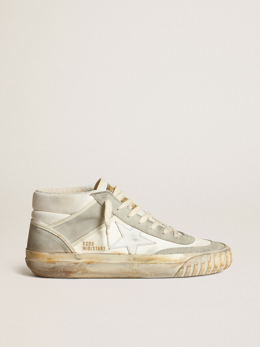 męskie buty mid star z wstawkami z szarego zamszu i białą gwiazdą