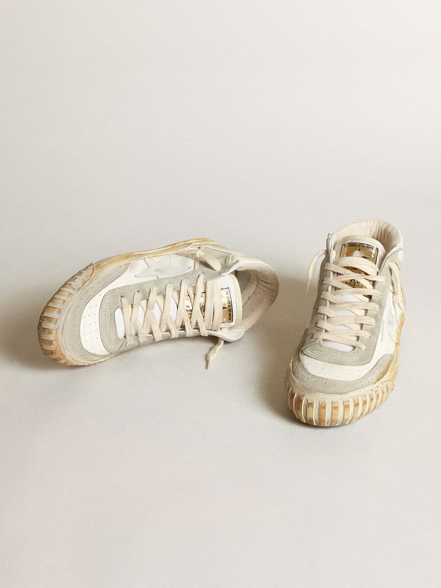 męskie buty mid star z wstawkami z szarego zamszu i białą gwiazdą
