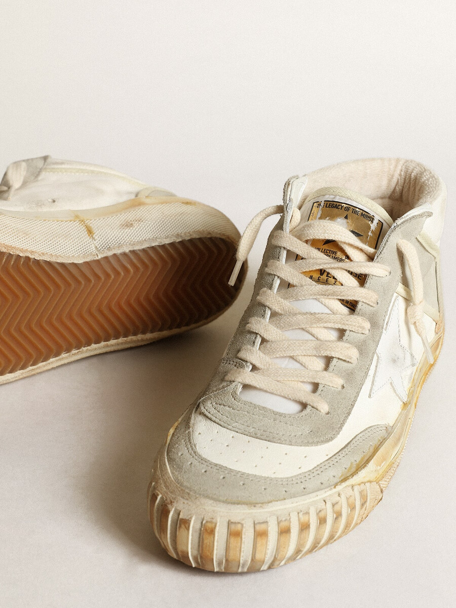 męskie buty mid star z wstawkami z szarego zamszu i białą gwiazdą
