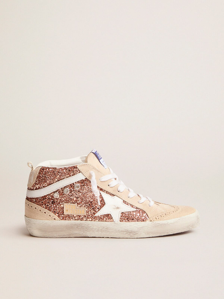 damskie buty mid star z różowym brokatem