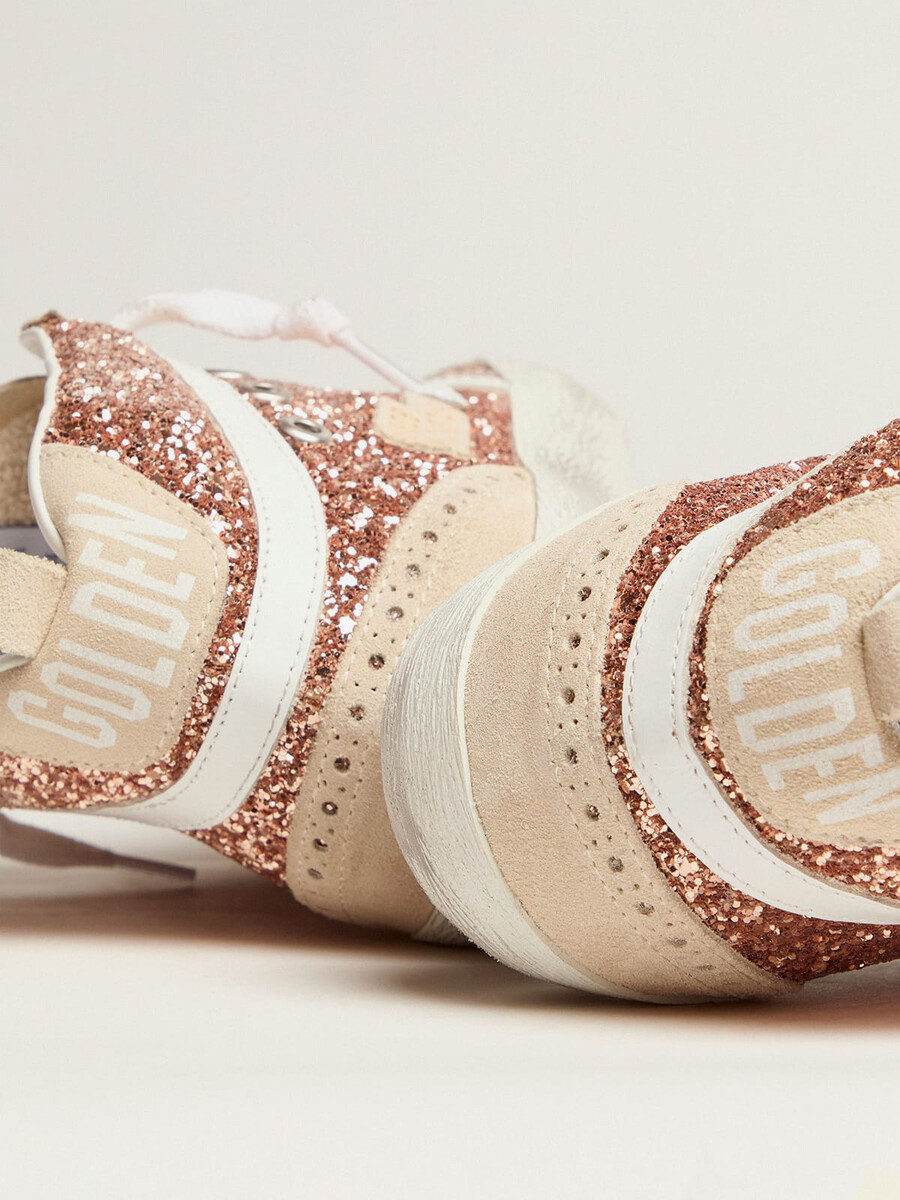damskie buty mid star z różowym brokatem