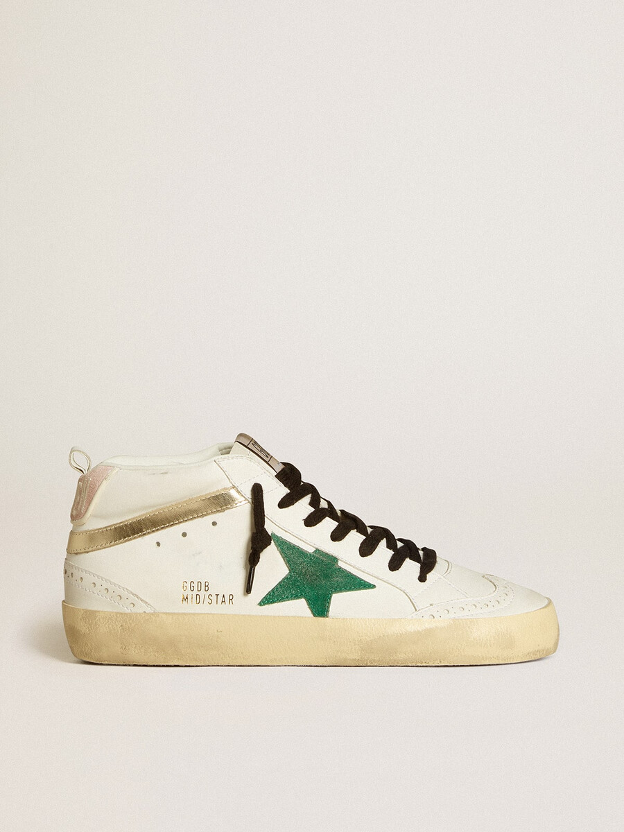 damskie buty mid star z bio-pochodnymi elementami z zieloną gwiazdą zamszową i różowym zamszowym paskiem na pięcie