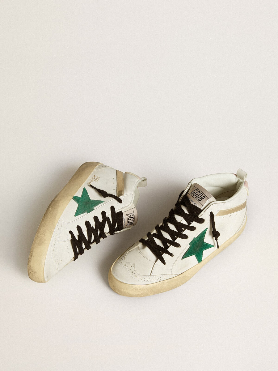 damskie buty mid star z bio-pochodnymi elementami z zieloną gwiazdą zamszową i różowym zamszowym paskiem na pięcie
