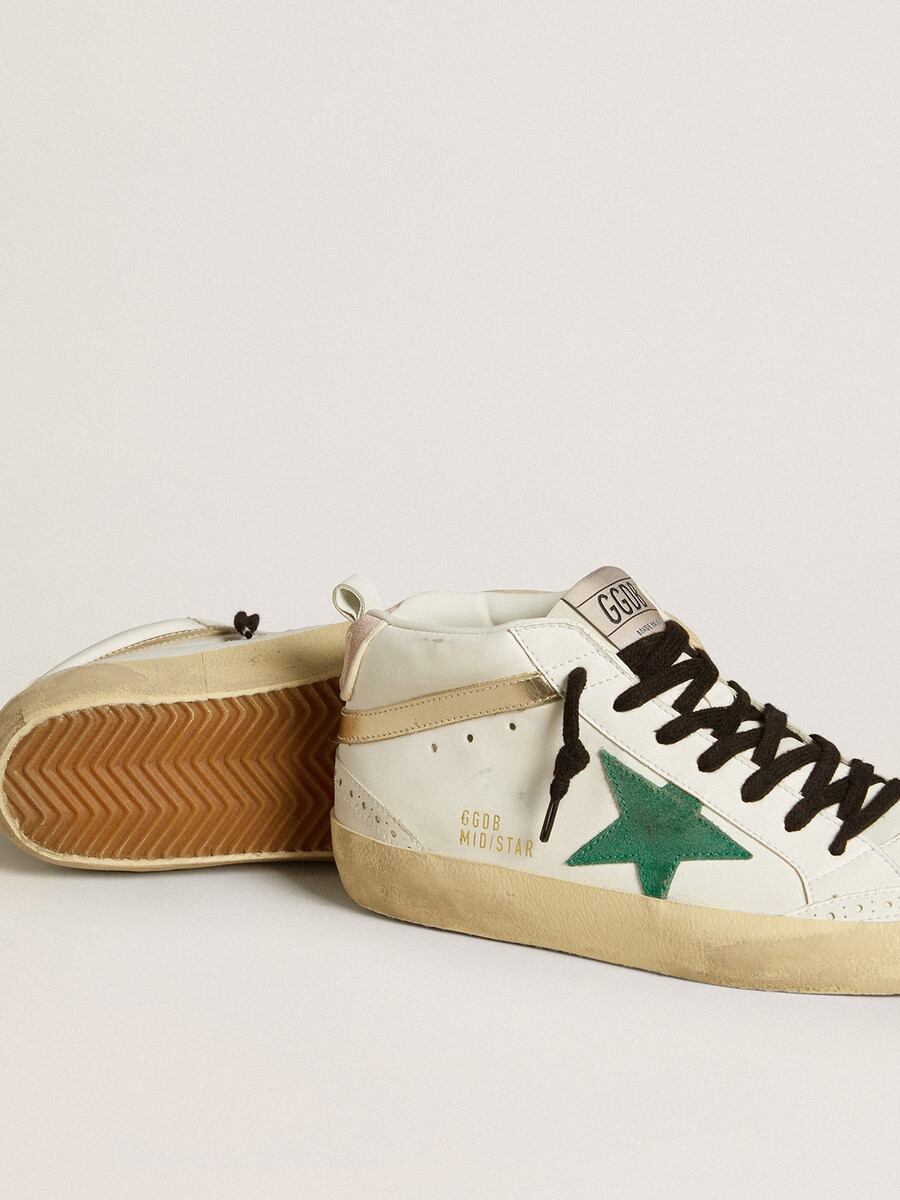 damskie buty mid star z bio-pochodnymi elementami z zieloną gwiazdą zamszową i różowym zamszowym paskiem na pięcie