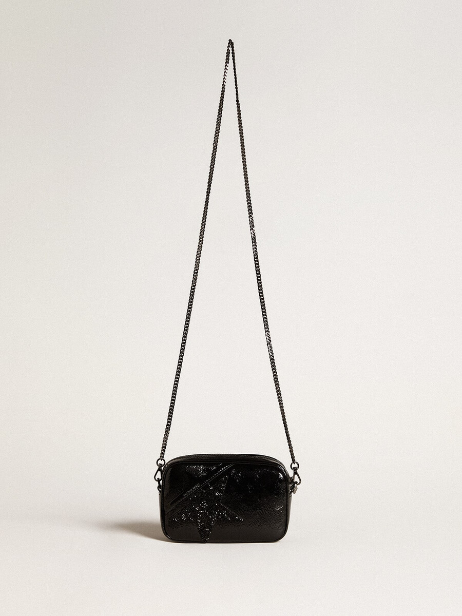 mini torebka star bag z czarnej skóry z kryształową gwiazdką swarovskiego