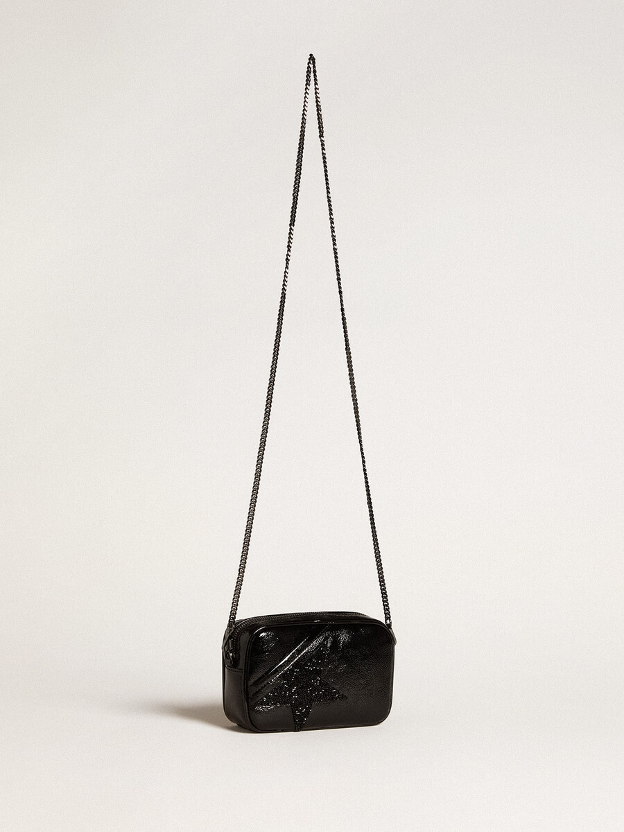 mini torebka star bag z czarnej skóry z kryształową gwiazdką swarovskiego